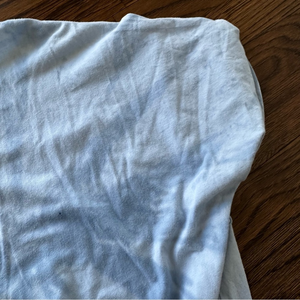 Michael Stars Blue Tie Dye Cotton T-Shirt Dress | Light Blue V-Neck Tee - Picture 6 of 13